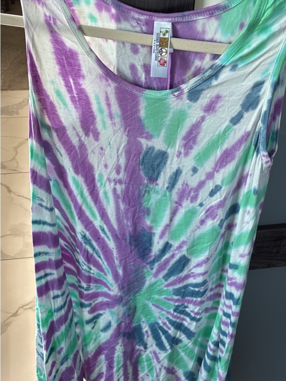 Hilo Hattie Tie-Dye Tank Dress in Purple, Green & Blue